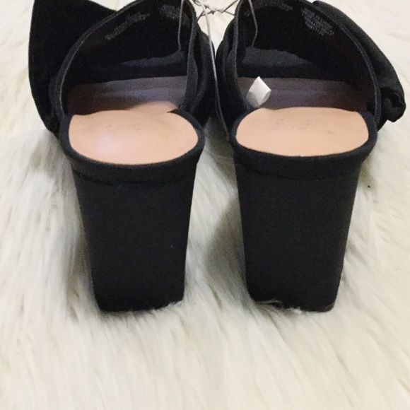 SALE! NWOT A New Day Black Knotted Bow Mule Heels - Picture 3 of 6